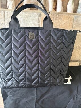 Ralph Lauren Quilted Black Chevron Tote